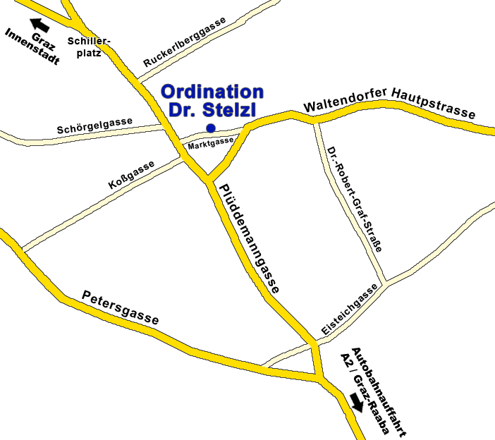 Plan, wie man zur Ordination von Fr. Dr. Stelzl kommt
